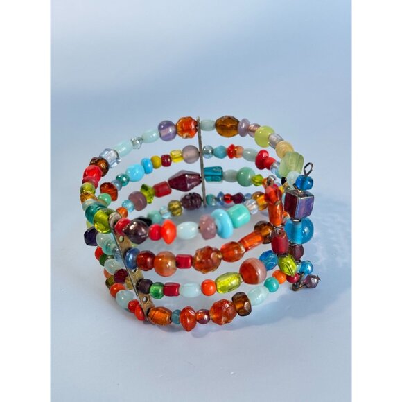 Handcrafted Multicolor Glass Beaded Wrap Bracelet - Picture 2 of 10